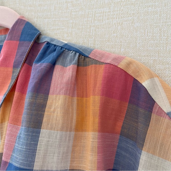 Madewell, Hilltop, Rainbow Madras Plaid, Boxy Shirt, Blue, Orange, Pink,… - Picture 9 of 14